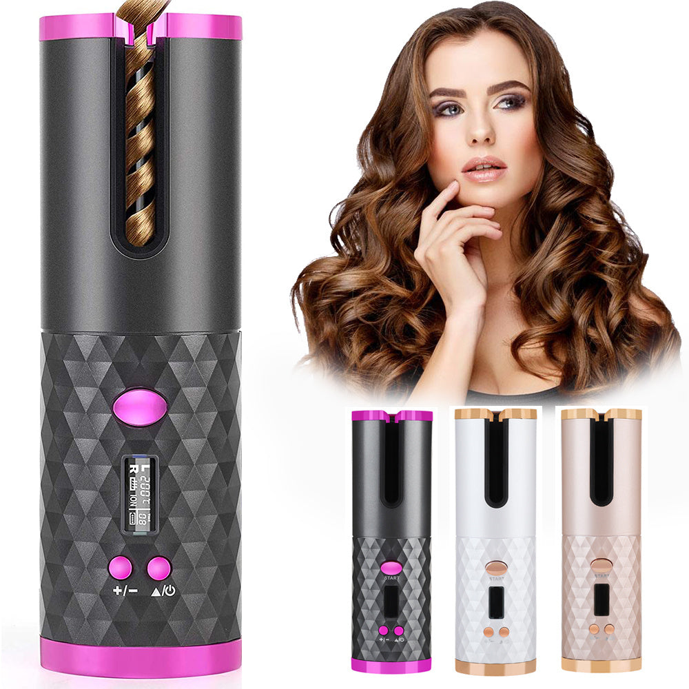 Glowrise™ Rechargeable Automatic Hair Curler – Portable Ceramic Rotating Styler