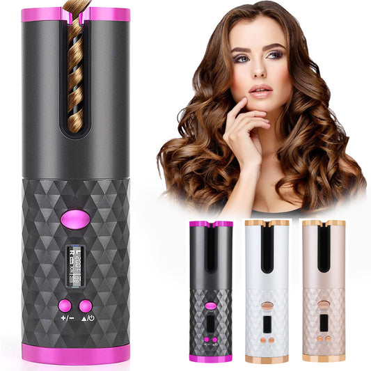 Glowrise™ Rechargeable Automatic Hair Curler – Portable Ceramic Rotating Styler